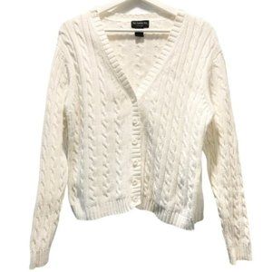 Two Twenty Five Cable Knit Off White Cream Cotton Sweater Size Large